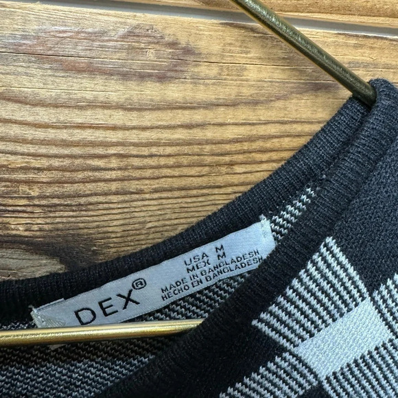 Dex Y2K mini dress flared knit geometric office street cocktail tunic fitted M - Picture 3 of 3